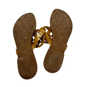 TORY BURCH Tan Caramel Patent Leather Miller Classic Designer Logo Sandals Sz 7 thumbnail 6