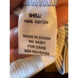 Joy Joy Dress Women Large Blue White Striped Button‎ Front Tie Waist Shirt NWT thumbnail 12