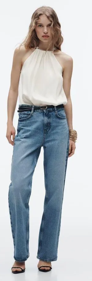 ZARA NWT  SATIN EFFECT HALTER White TOP. Size Large. thumbnail 1