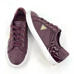 Guess Comly2 Burgundy Wine Red Quilted Lace Up Gold Logo Low Top Sneakers Size 8 thumbnail 10