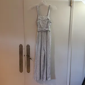 American eagle white black plaid jumpsuit sleeveless romper pants size XS thumbnail 6