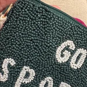 Universal Thread Green and White Beaded Clutch NEW thumbnail 4