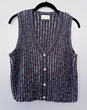 Universal Threads Multicolor Textured Knit Sweater Vest Button Front S thumbnail 1