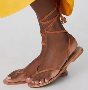 Anthropologie Pilcro Tie-Up Thong Sandals thumbnail 1