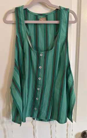 Free People Free-est Green Striped Coconut Top Side Tie Size XS Boho Hippie thumbnail 1
