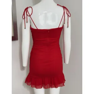 Selfie Leslie Bambi Red Ruched Mini Dress Women’s Bodycon Y2K Clubwear S NWOT thumbnail 7