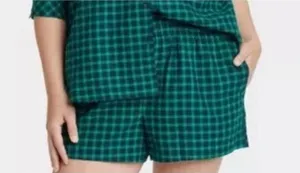 Auden NWT Women's Green Plaid Flannel Pajama Shorts Size XS thumbnail 1