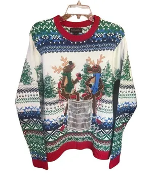 Blizzard Bay Womans reindeer Xmas Sweater Sz M thumbnail 1