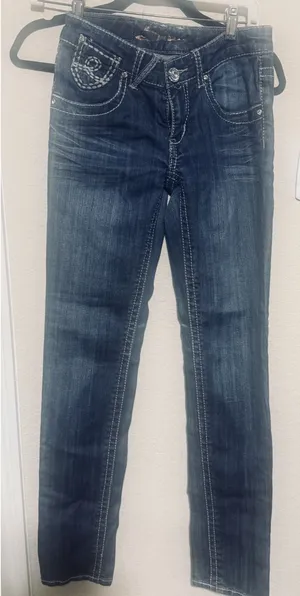Seven7 Y2k Thick Stitch Jeans Womens 26 skinny stretch denim‎ Low Rise thumbnail 1