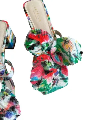 CECELIA NY Multicolor Floral Slide Leather Sandals Size 7.5 thumbnail 7
