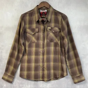 Dixxon Women The Wyatt‎ Shirt Size M Brown Plaid Bamboo Western Rockabilly Ranch thumbnail 14