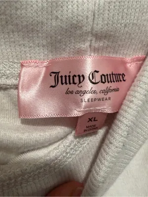 Juicy Couture Ivory Velour Rhinestone Wide Leg Sleep Pants XL Y2K thumbnail 4