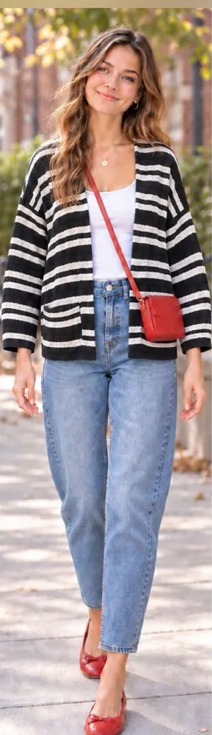 💥Madewell Upbeat Striped Open Front Cocoon Cardigan Sweater XS/S💛 thumbnail 1
