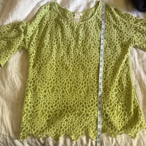 Sundance Light Sage Green Lace Embroidered Mesh Textured Short Sleeve Blouse thumbnail 7