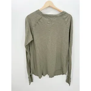 We The Free Arden Extra Long Cotton Top Washed Army‎ Green Long Sleeve Women XS thumbnail 2