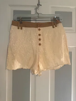 Free People Claudia Tap Cream Shorts with Button Detail thumbnail 2