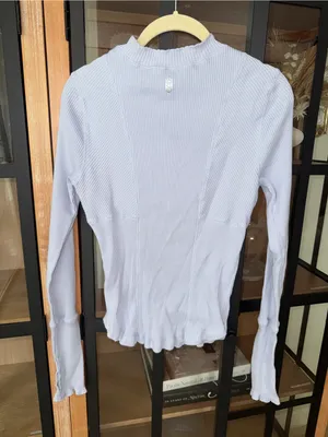 FP Movement Laura long sleeve tee halogen blue mock neck pastel ribbed knit thumbnail 2