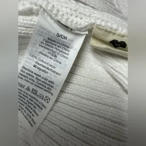 Madewell White Ribbed Knit Chunky Open Cardigan Preppy Academia Sweater Teacher‎ thumbnail 5