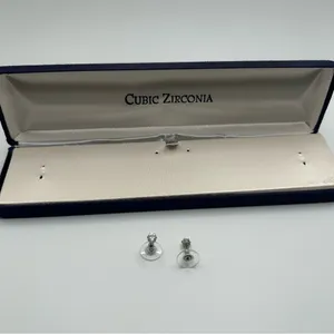 Silver CZ Earrings Stainless Steel Round Push Back Ear Stud for Men Women 4mm thumbnail 6