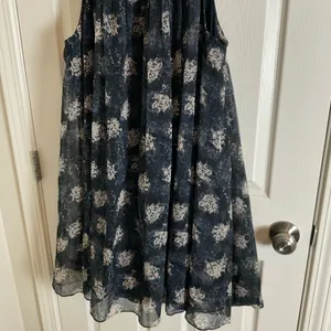 Joie Thelen Baltic Print Smocked Mini Dress Navy Blue Floral Sleeveless XL thumbnail 8