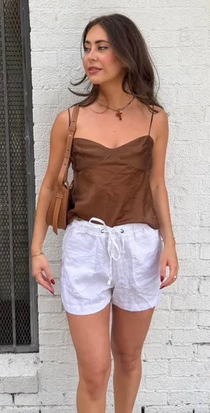 Target C&C California white linen shorts Size M #summer #eurosummet #boho #beach thumbnail 1