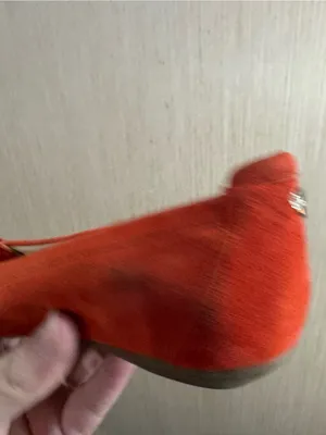 Anne Klein Iflex Red Orange Suede Loafers with Gold Chain Trim Size 7.5 thumbnail 4