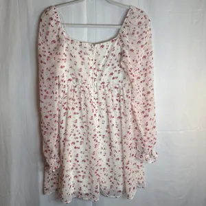 FRANCESCA'S MI AMI WHITE RED FLORAL LONG SLEEVE BABYDOLL DRESS Size XS Preowned thumbnail 13