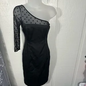 Bardot Black One Shoulder Sheer Bodice Dress Size 4 NWOT thumbnail 3