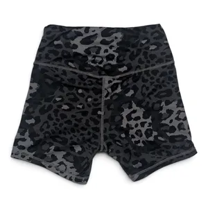 Black & Gray Leopard Print High Rise Biker Shorts Size S thumbnail 2