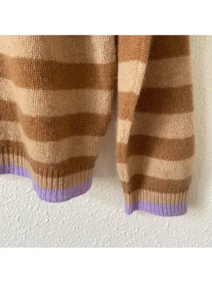 Jumper 1234 100% Cashmere Striped Sweater Brown Size 1 US Small Luxury Colorful thumbnail 3
