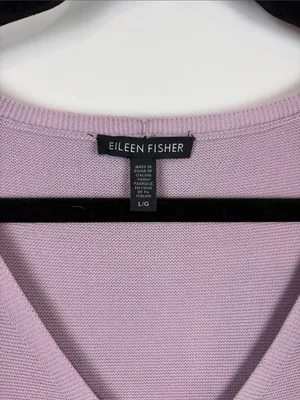 Eileen Fisher Organic Cotton V-Neck Knit Tunic Sweater Women’s Large Purple thumbnail 3