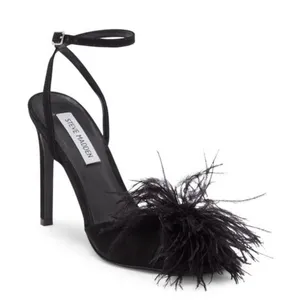 Steve Madden Crush Black Heels Feather thumbnail 1