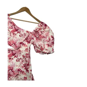 Hello Molly Sweetest Kind Mini Dress Womens X Small Pink Floral Puff Sleeve thumbnail 6