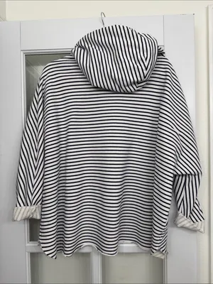 FRANK & EILEEN Blue Kane Striped Capelet Hoodie M thumbnail 4