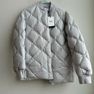 NWT Aritzia TNA Archive Quilted Premium Goose Down Gray Chrome Coat Size XS thumbnail 2
