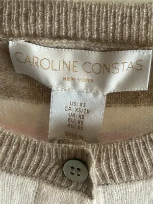 CAROLINE CONSTAS 100% Cashmere Striped Crew Neck Sweater Cardigan size XS thumbnail 2