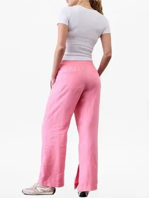 Athleta Retreat Linen High Rise Wide Leg Pant Raphanus Pink thumbnail 2