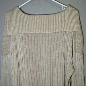 J. Crew neutral relaxed cotton linen blend collared sweater women’s size L XL thumbnail 8