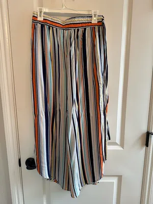 New Look Striped Wide-Leg Pants with draping detail thumbnail 6