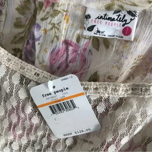 Free People Eyelet Lace Boho Chic Floral Tunic Tank Top Small thumbnail 4