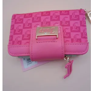 Juicy Couture Pink Lemonade Monogram Tab‎ Card Wallet Y2K Heart Clip Keyring NEW thumbnail 6