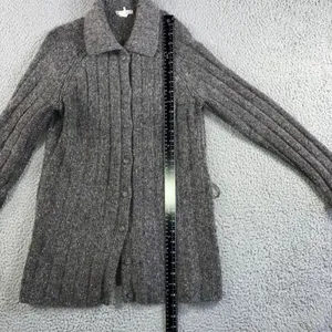 J. Crew Cardigan Sweater Women Medium Gray Wool Blend‎ Button Knit Mid Length thumbnail 4