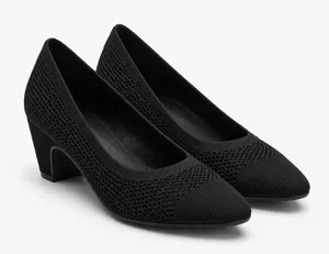 Eileen Fisher Gabby Pumps Womens 8 Black Stretch Knit Pointed Block Kitten Heel‎ thumbnail 1