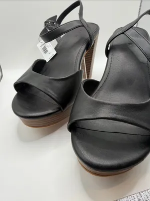 torrid Black Platform Slingback Heeled Sandals Adjustable Straps Size 10 thumbnail 3