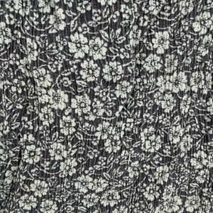 Faherty Women’s Floral Crinkle Blouse Short Sleeve Navy White Boho Casual Size L thumbnail 4