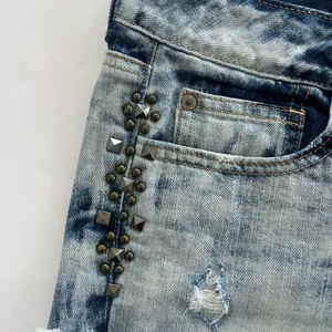 American Eagle Outfitters Studded Distressed Jean Shorts Size S thumbnail 3
