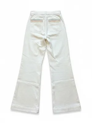 & Other Stories Flare Jeans Women 26 White Embroidered Patch Pockets thumbnail 3