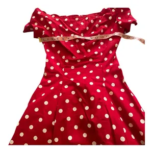 Vintage 80s/90s Red & White polka dot off the shoulder A line dress Byer Too! 5 thumbnail 8