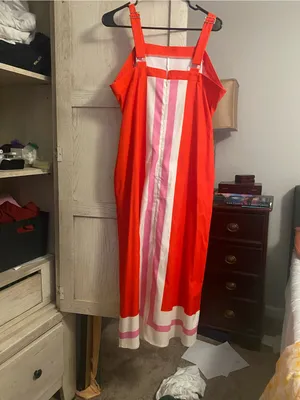 Sleeveless Red & Pink Stripe Maxi Dress thumbnail 2