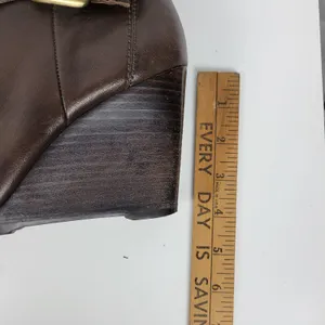 a.n.a. A New Approach Womens Boots 7 Brown Leather Knee High Wedges Heels Buckle thumbnail 13